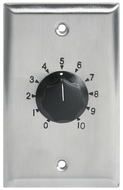 AtlasIED AT10 Plate Mounted 10W Single Gang Stainless Steel 70.7V Commercial Volume Attenuator