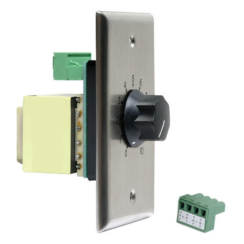 AtlasIED AT10 Plate Mounted 10W Single Gang Stainless Steel 70.7V Commercial Volume Attenuator