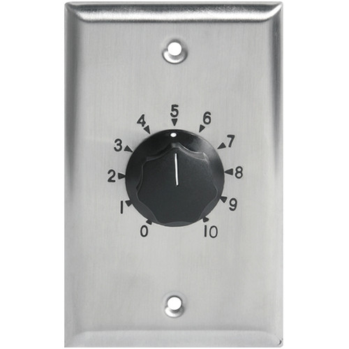 AtlasIED AT100 Plate Mounted 100W Single Gang Stainless Steel 70.7V Commercial Volume Attenuator