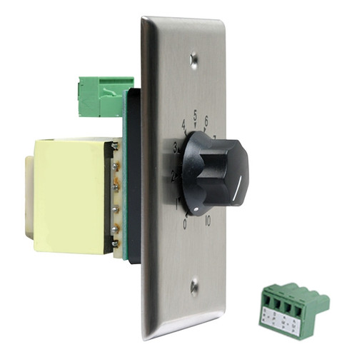 AtlasIED AT35 Plate Mounted 35W Single Gang Stainless Steel 70.7V Commercial Volume Attenuator