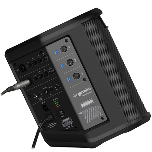 Gemini GPSS-650 MKII 6.5" 400W Portable Rechargeable Bluetooth PA Speaker with 3-Channel Mixer and Wired Microphone
