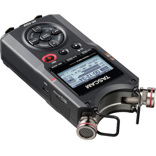 Tascam DR-40XP 4-Channel 32-Bit Float Portable Field Recorder with USB-C Audio Interface and Adjustable Stereo Microphones