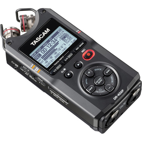 Tascam DR-40XP 4-Channel 32-Bit Float Portable Field Recorder with USB-C Audio Interface and Adjustable Stereo Microphones