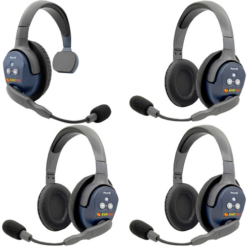 Eartec UltraLITE PRO16 1 Single and 3 Double Headsets