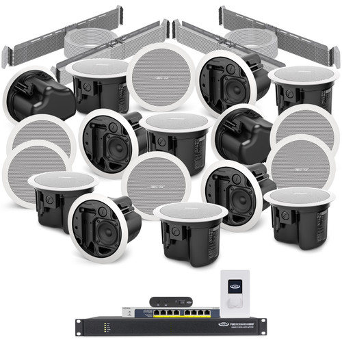 Sound Masking System with 18 Bose FreeSpace FS2C Ceiling Speakers, 8-Channel Mixer Amplifier, and Sound Masking Generator