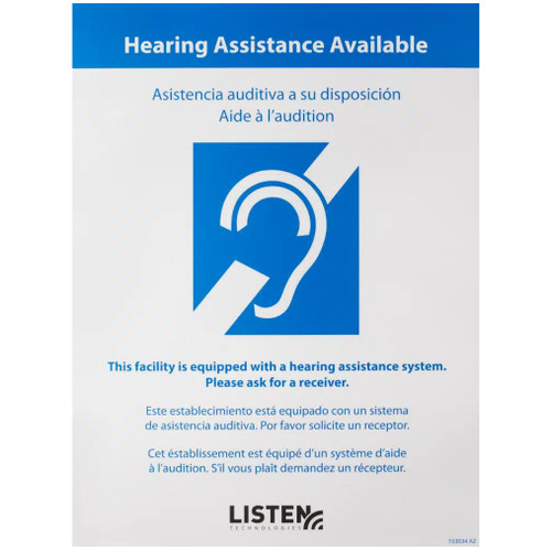 LA-303 Multi-Lingual Assistive Listening Notification Sign