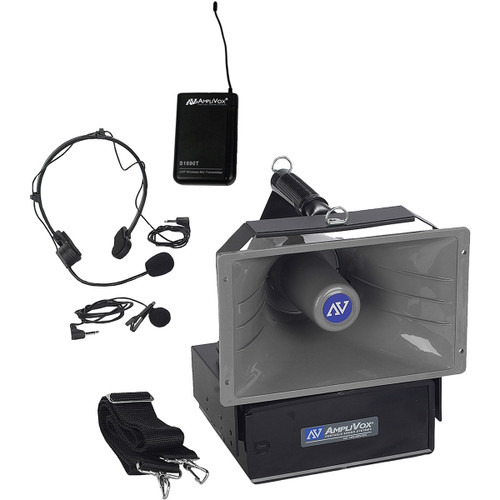 JY Sound SW630 Wireless Half-Mile Hailer Megaphone Kit with Dual Speakers, Wireless Headset and Lapel Microphone