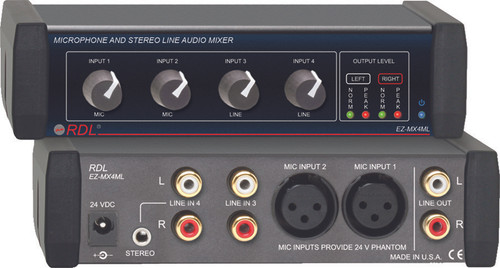 RDL EZ-MX4ML Microphone and Stereo Line Audio Mixer