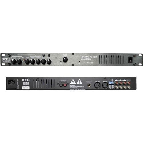 Conference Room Sound System with 2 Premium Ceiling Speakers Rolls MA1705 Mixer Amplifier and Shure Wireless System