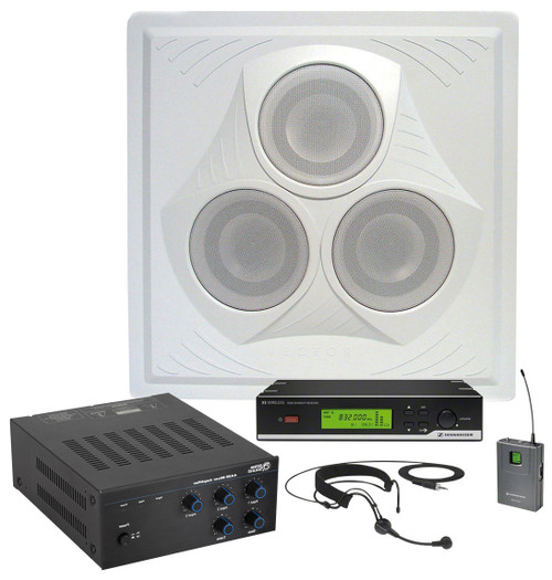 Wireless Classroom Sound System with Vector Ceiling Speaker, Atlas Sound AA35 Mixer Amplifier and Sennheiser Wireless Microphone