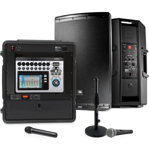 Gymnasium Sound System with 2 JBL Pro EON615 Loudspeakers and QSC TouchMix-8 Compact Digital Mixer (Discontinued Components)