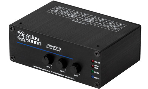 AtlasIED TSD-MIX31RL 3x1 Mic/Line Mixer