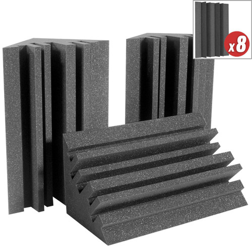 Auralex MetroLENRD Bass Trap Low End Noise Reduction Corner Mounted Foam - Charcoal (8-Pack)