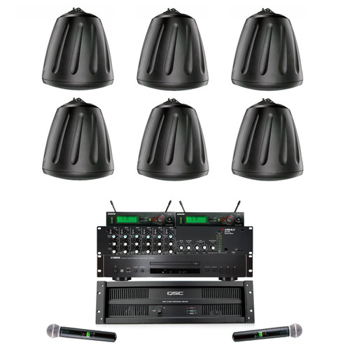 Gymnasium Sound System with 12 SoundTube RS Series Pendant Speakers and QSC ISA Series Power Amplifier