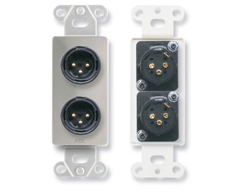 RDL DS-XLR2M Dual XLR 3-pin Male Jacks on Decora Wall Plate