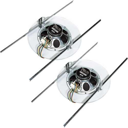 AtlasIED EZHD72W 8" In-Ceiling Loudspeaker with Support Rails and 161-4 Baffle - Pair