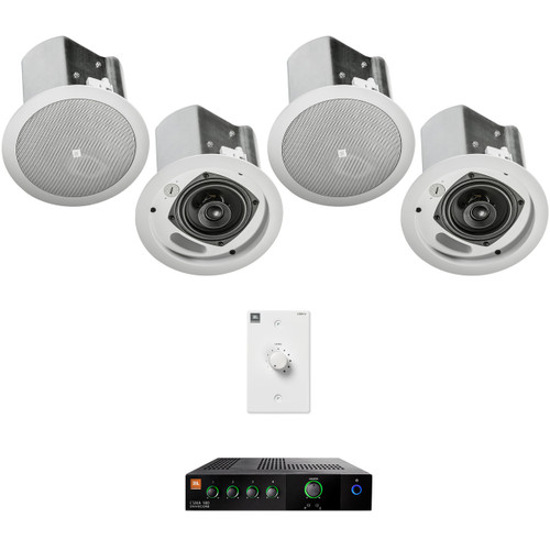 Retail Store Sound System with 4 JBL Control 14C/T Compact In-Ceiling Loudspeakers and Mixer Amplifier