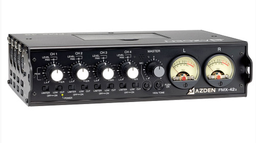 Azden FMX-42A 4 Channel Portable Mic/Line Mixer with 10 Pin Camera Return