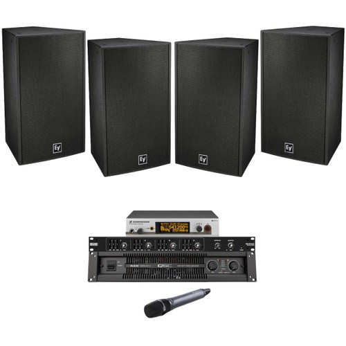 Gymnasium Sound System with 4 Electro-Voice EVF Loudspeakers and QSC Power Amplifier (Discontinued Components)
