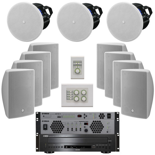 Yamaha MultiZone Retail Store Sound System with VX Series Speakers MTX3 Matrix Processor XMV4280 Power Amplifier and CD-C600 CD Player