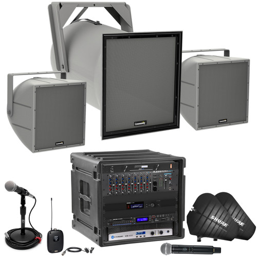 Football Stadium Sound System with 3 Community Stadium Horn Speakers and Crown Power Amplifier