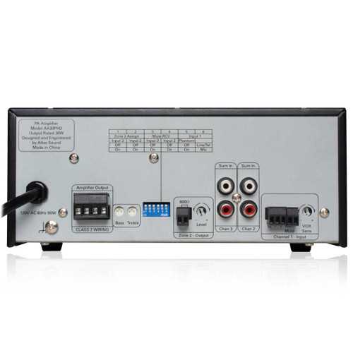 Classroom Sound System with Ceiling Speaker Array and AtlasIED AA30PHD Mixer Amplifier