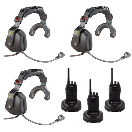 Eartec Scrambler 3-User SC-1000 2-Way Radio System with Ultra Single Inline PTT Headsets (Discontinued)