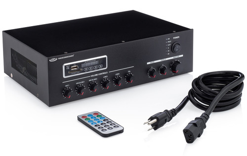 Conference Room Sound System with a Ceiling Speaker Array MA30BT Bluetooth Mixer Amplifier and Wireless Microphone System