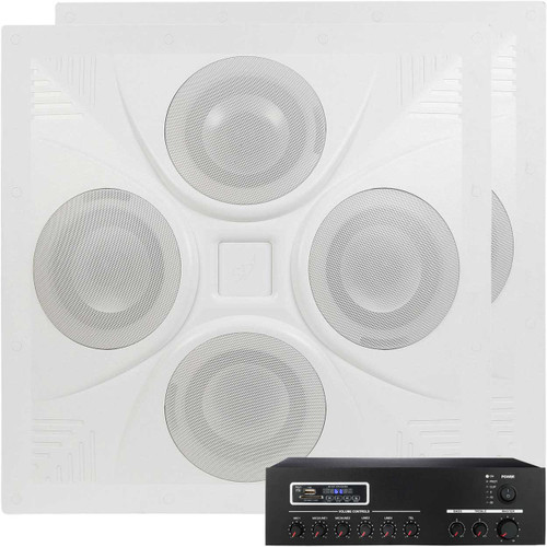 Retail Store and Restaurant Sound System with 2 Ceiling Speaker Arrays and MA30BT Bluetooth Mixer Amplifier