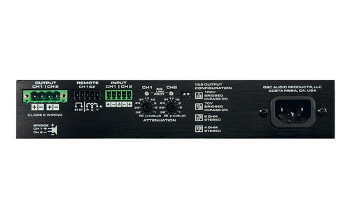 Restaurant Sound System with 4 QSC AcousticDesign Wall Mount Speakers Power Amplifier and Atlas Sound Mixer (Discontinued)