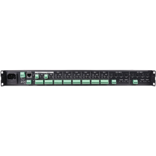 Bar and Restaurant Sound System with 12 Atlas Sound FAP42T In-Ceiling Speakers, 2 Zone 8-Channel Mixer and Dual-Impedance Power Amplifier (Discontinued Components)