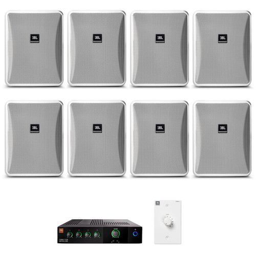 Retail Store Sound System with 8 JBL Control 25-1 Wall Mount Loudspeakers and Mixer Amplifier