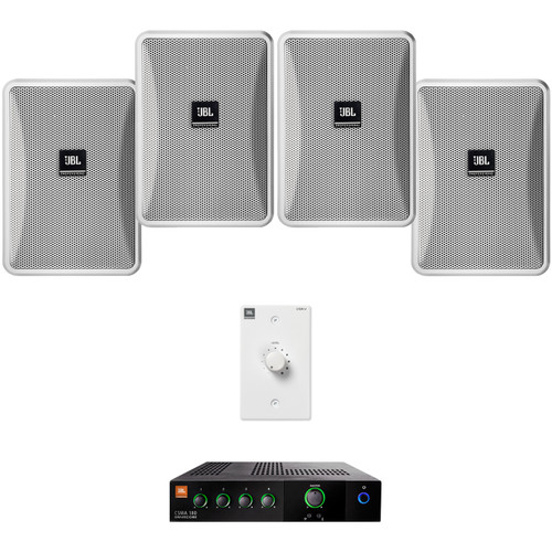 Retail Store Sound System with 4 JBL Control 23-1 Wall Mount Loudspeakers and Mixer Amplifier