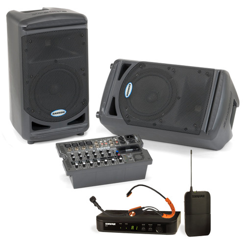 Portable Fitness Sound System with Samson Expedition XP308i and Shure Wireless Microphone System (Discontinued)