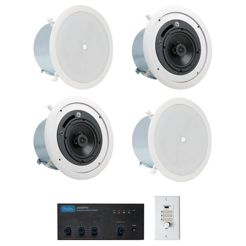 Retail Store Sound System with 4 AtlasIED FAP62T In-Ceiling Loudspeakers and Mixer Amplifier
