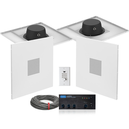 Retail Store Sound System with 4 AtlasIED Drop Tile Loudspeakers and Mixer Amplifier