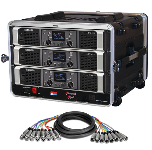 Yamaha Power Amplifier Rack Package with 3 PX5 and Gator Rolling Rack