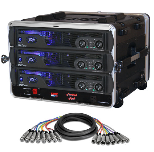Peavey Power Amplifier Rack Package with 3 IPR2 2000 and Gator Rolling Rack