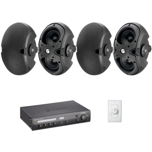 Retail Store Sound System with 4 Electro-Voice EVID 6.2T Wall Mount Loudspeakers and Bosch PLENA Mixer Amplifier