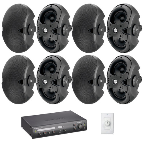 Retail Store Sound System with 8 Electro-Voice EVID 6.2T Wall Mount Loudspeakers and Bosch PLENA Mixer Amplifier