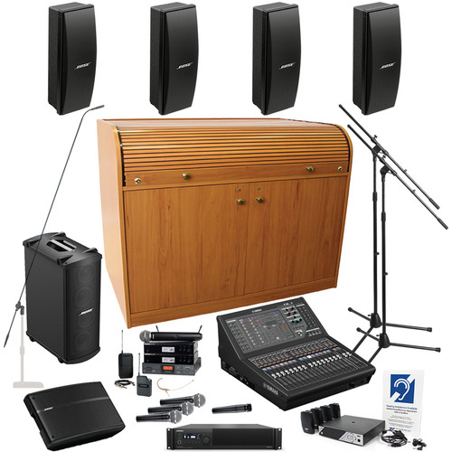 Church Sound System with Yamaha QL1 Mixing Console 4 Bose Professional Panaray 402 Series IV Speakers and Raxxess Chief Roll Top Desk (Discontinued)