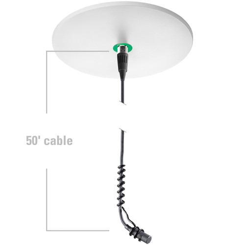 Audio-Technica ATND933aC Cardioid Condenser Hanging Microphone with Dante Network Output Power Module