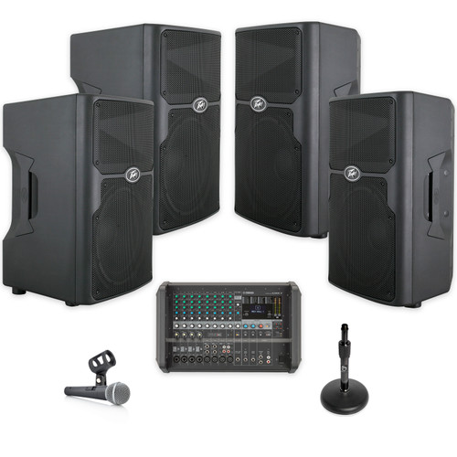 Gymnasium Sound System with 4 Peavey PVX 15 Loudspeakers  and Yamaha EMX7 Powered Mixer