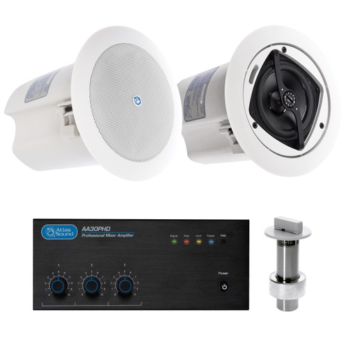 Observation Room Sound System with 2 AtlasIED FAP40T In-Ceiling Loudspeakers Mixer Amplifier and AKG Boundary Layer Microphone