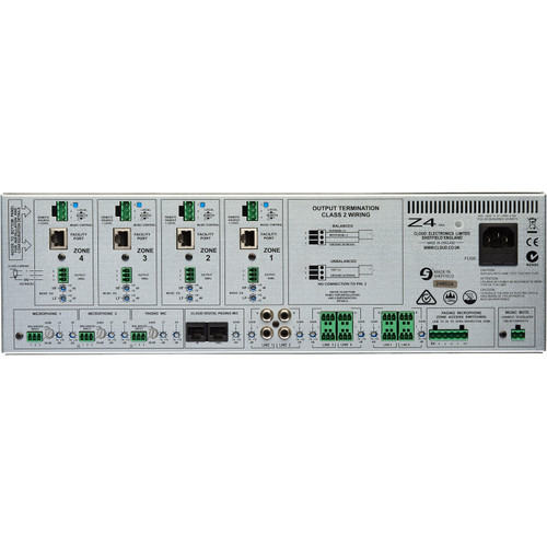 Back of Cloud Electronics Z4MK4 4 Zone Mixer
