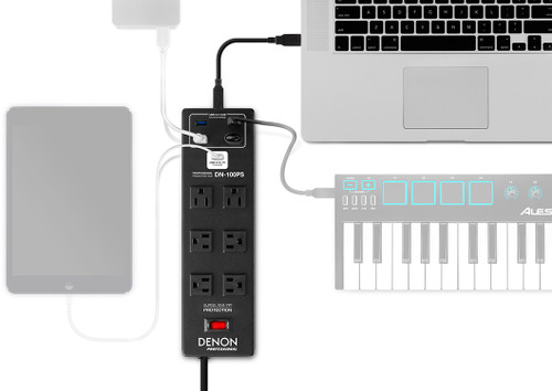 Denon Professional DN-100PS Surge-Protecting Power Strip and 4 Port USB 3.0 Hub (Discontinued)