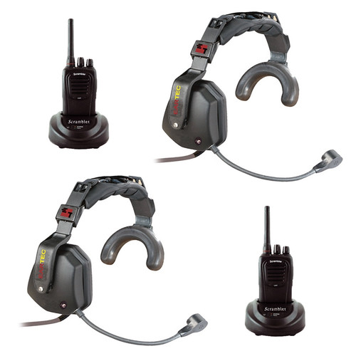 Eartec Scrambler 2-User SC-1000 2-Way Radio System with Ultra Single Shell Mount PTT Headsets (Discontinued)