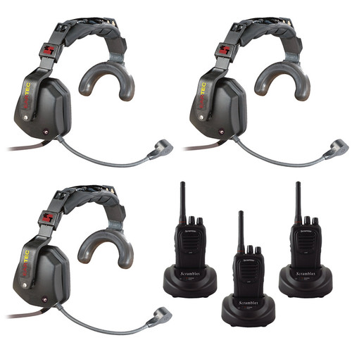 Eartec Scrambler 3-User SC-1000 2-Way Radio System with Ultra Single Shell Mount PTT Headsets (Discontinued)