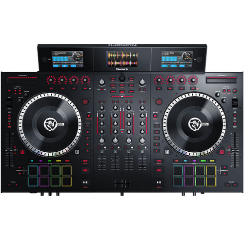 DJ Sound System with 2 Mackie Thump15BST 1300W 15" Powered Speakers and  Numark NS7III 4-Channel DJ Controller (Discontinued Components)