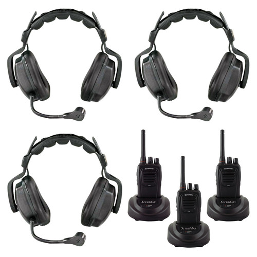 Eartec Scrambler 3-User SC-1000 2-Way Radio System with Ultra Double Shell Mount PTT Headsets (Discontinued)